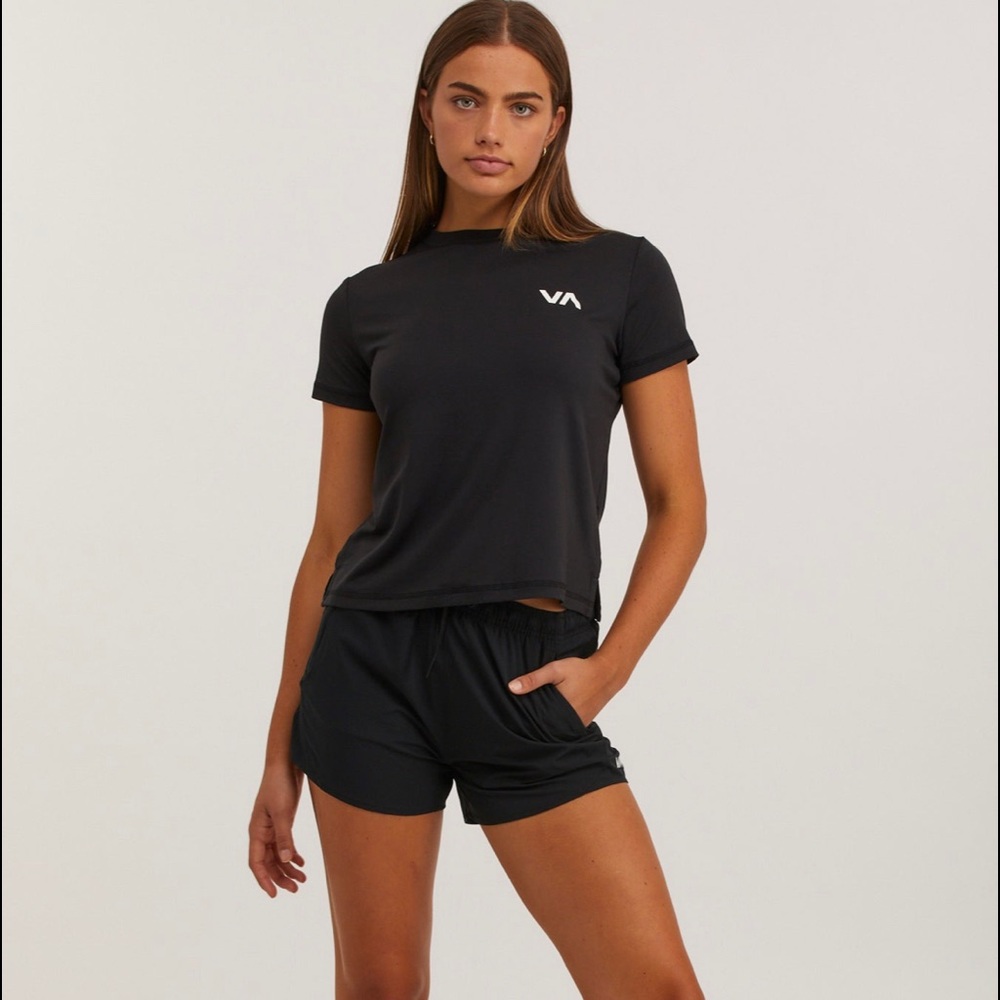 🔆RVCA🔆 WOMENS SHORT SLEEVE TOP SPORT VENT SS VA ESSENTIAL … Top only - Picture 8 of 15